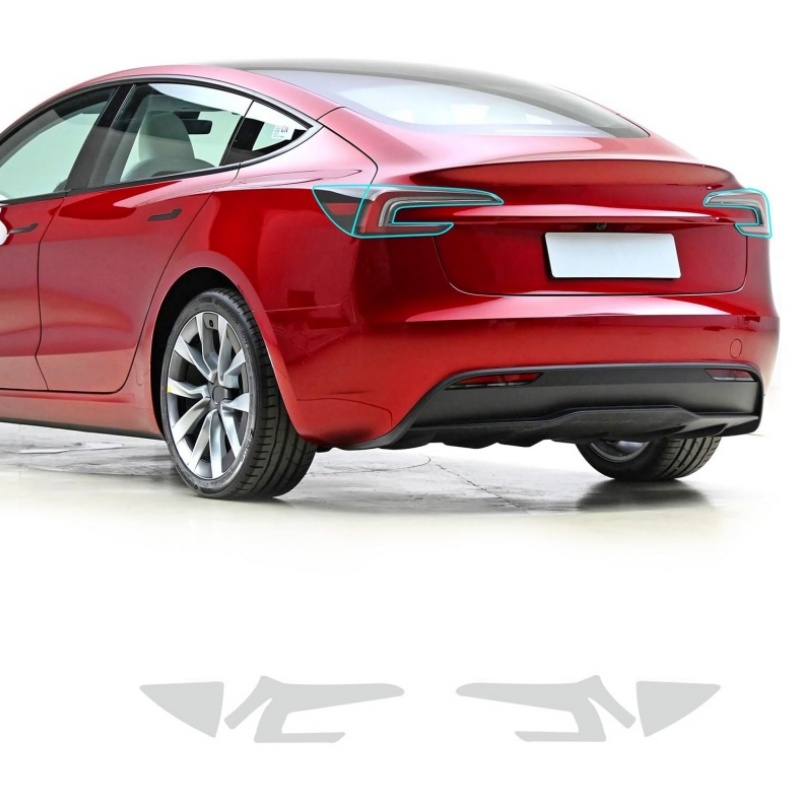 Tesla Model 3 Highland Black TPU Headlight & Tail Light Protection Film