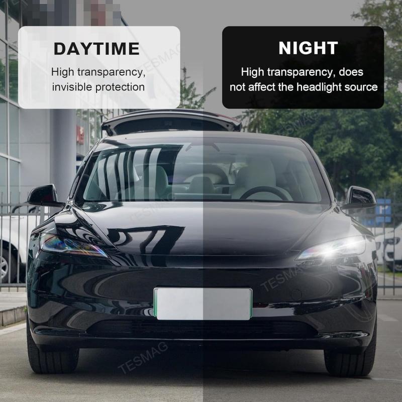 Tesla Model 3 Highland Black TPU Headlight & Tail Light Protection Film