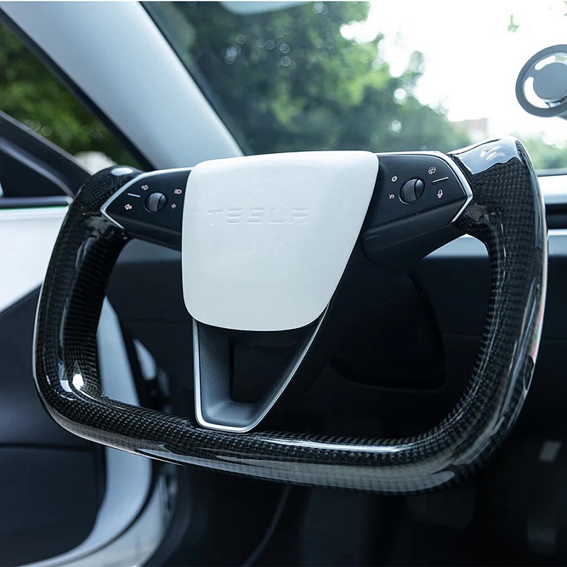 Tesla Model 3 Highland Yoke Steering Wheel With Full Real Carbon Fiber