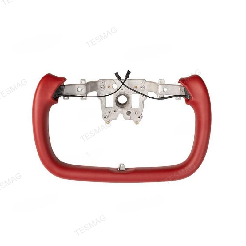 Tesla Model 3 Highland Yoke Steering Wheel with Full Red Nappa Leather