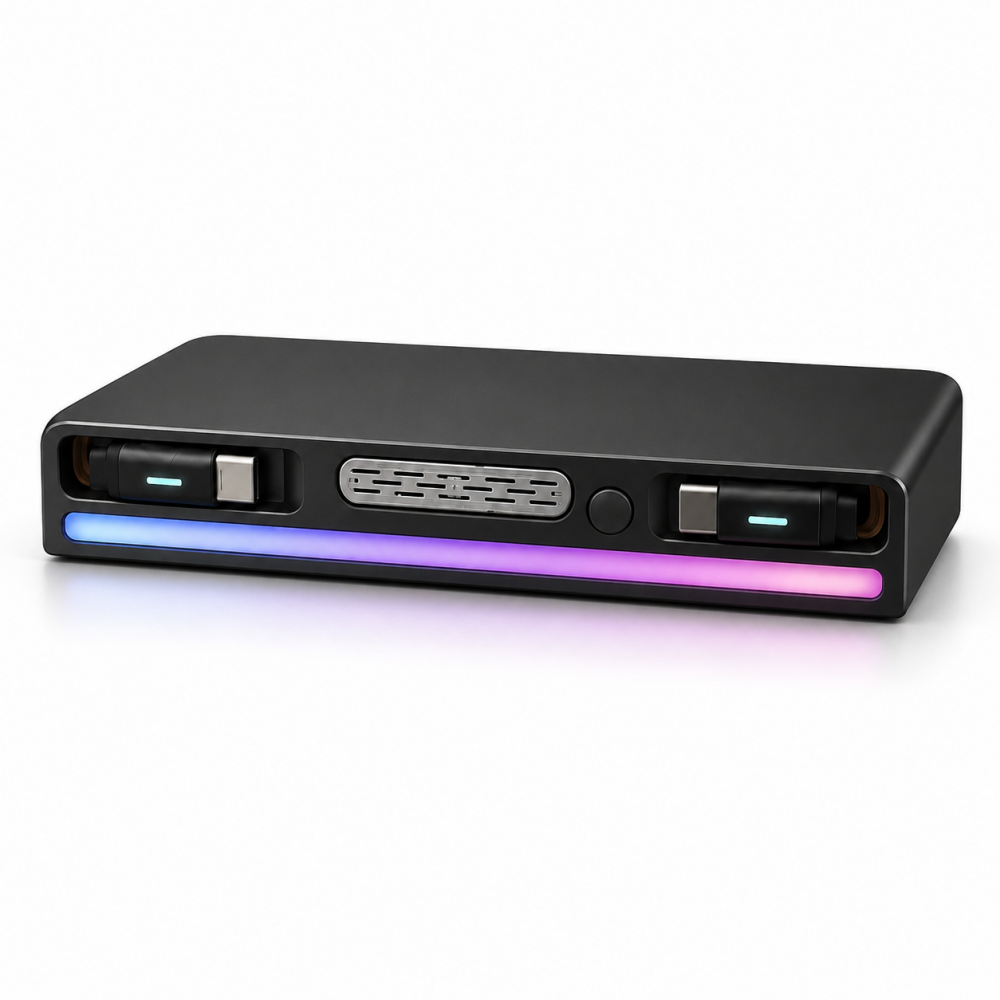 Retractable USB-C Charging Dock with RGB Light & Aroma for Tesla Model 3/Y