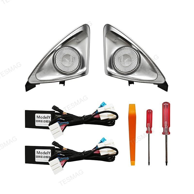 Tesla Model 3/Y/3Highland 4D Rotating Tweeter with LED Ambient Lighting