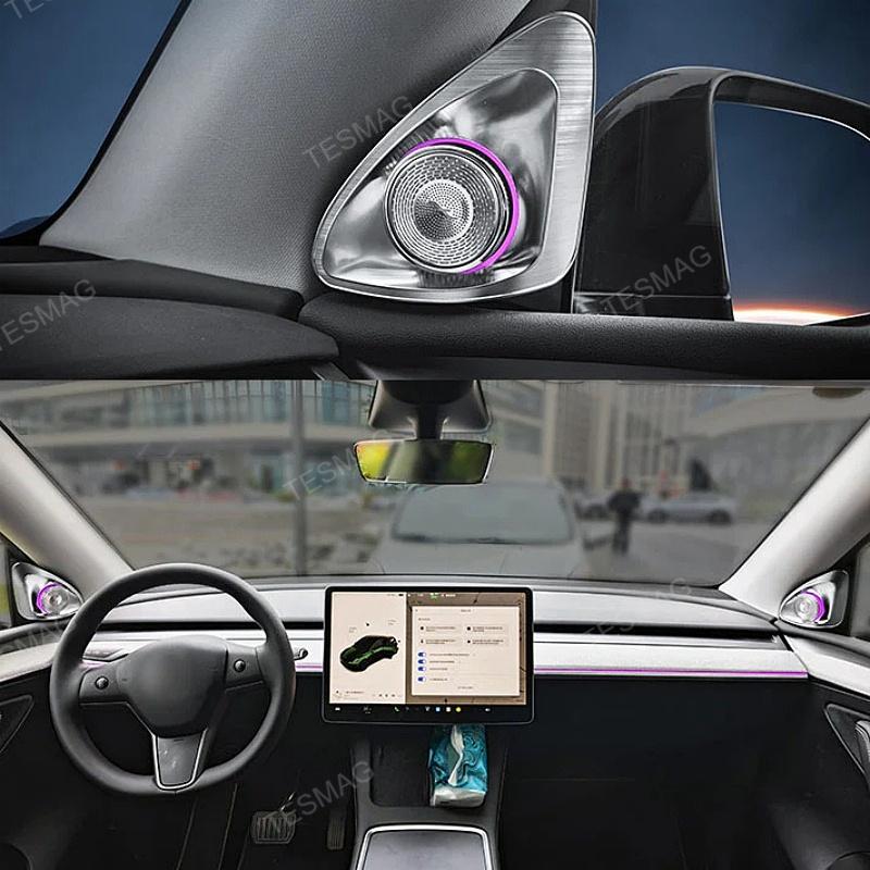 Tesla Model 3/Y/3Highland 4D Rotating Tweeter with LED Ambient Lighting