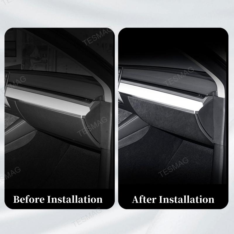 Tesla Model 3/Y Alcantara Passenger Storage Box Anti-Kick Pad