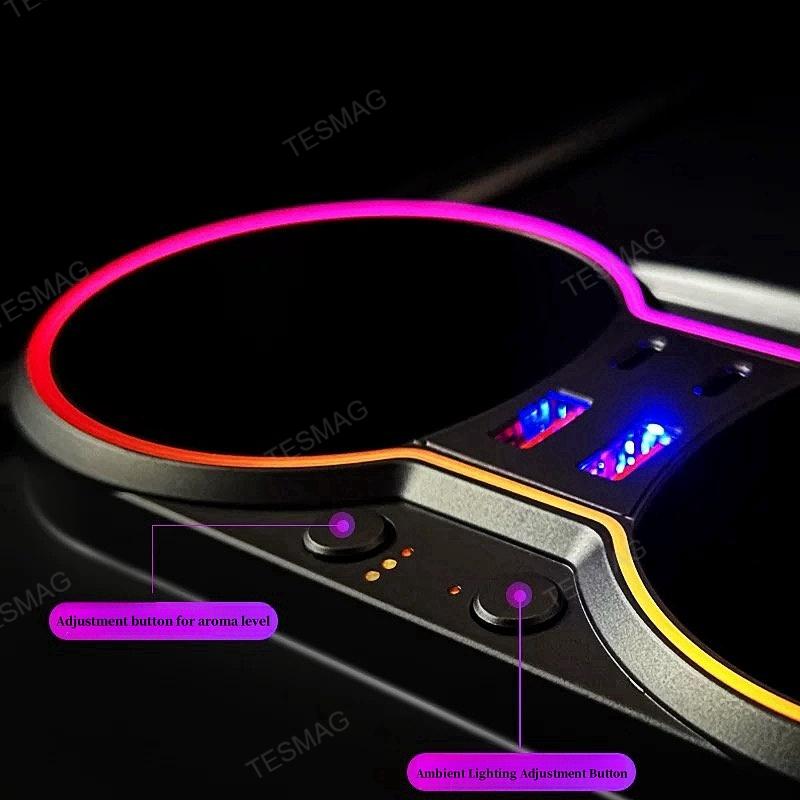 Tesla Model 3/Y Center Console Multifunction Cup Holder Docking Station with Ambient Lighting