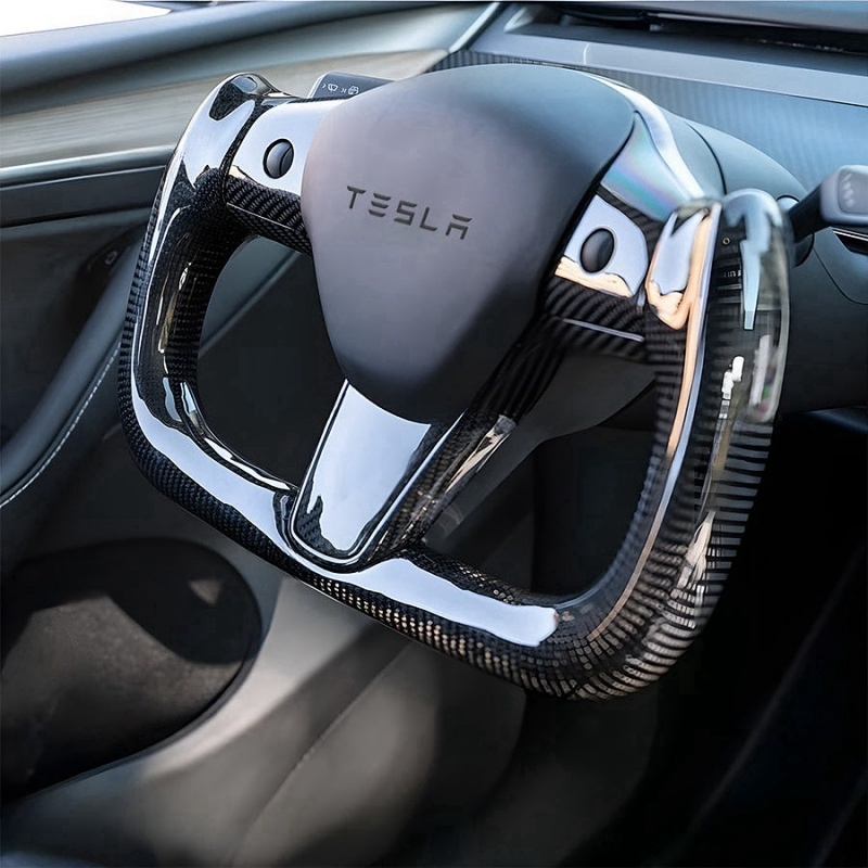 Tesla Model 3/Y Real Carbon Fiber Steering Wheel Yoke