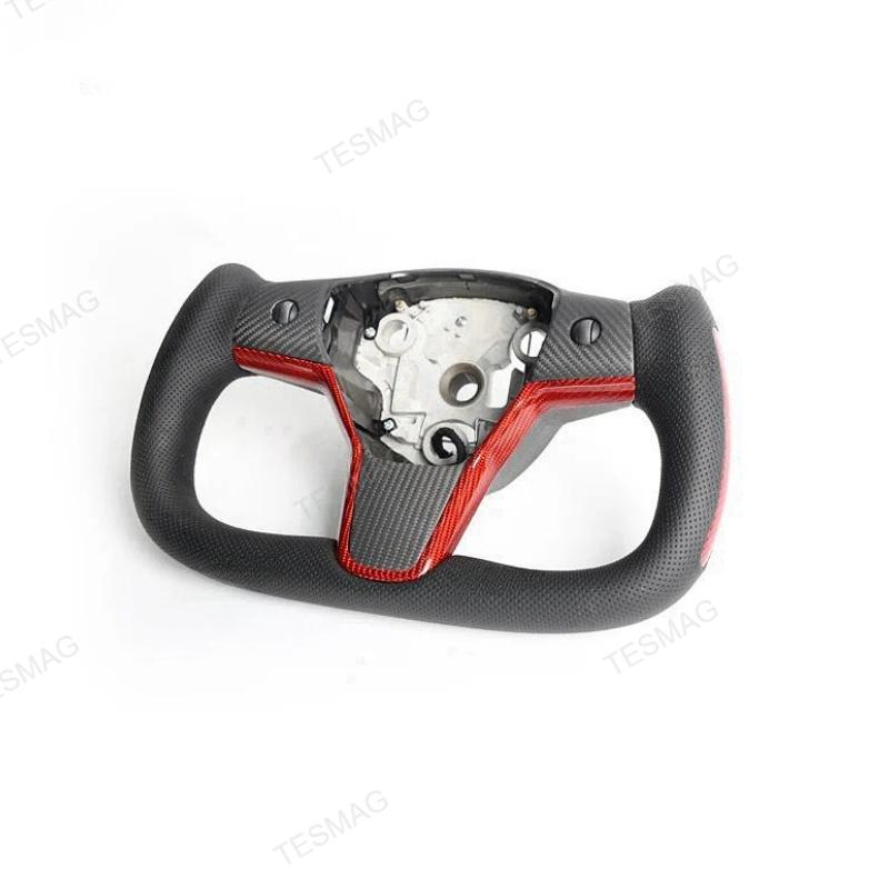 Tesla Model 3/Y Yoke Style Steering Wheel With Red Sport Style