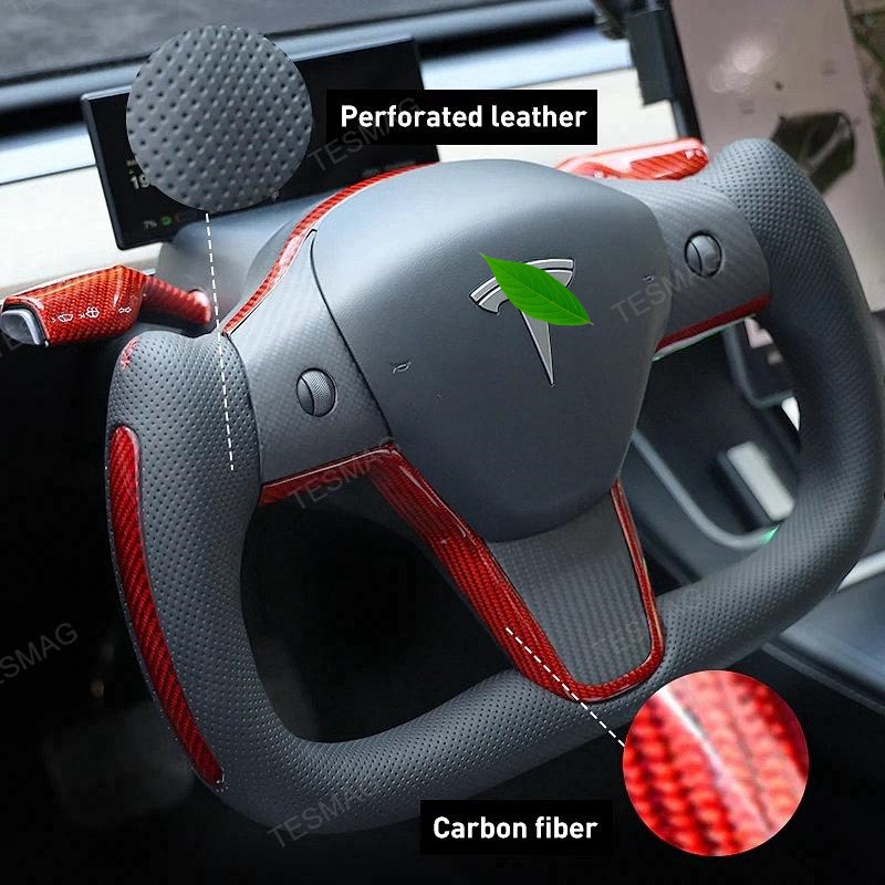 Tesla Model 3/Y Yoke Style Steering Wheel With Red Sport Style