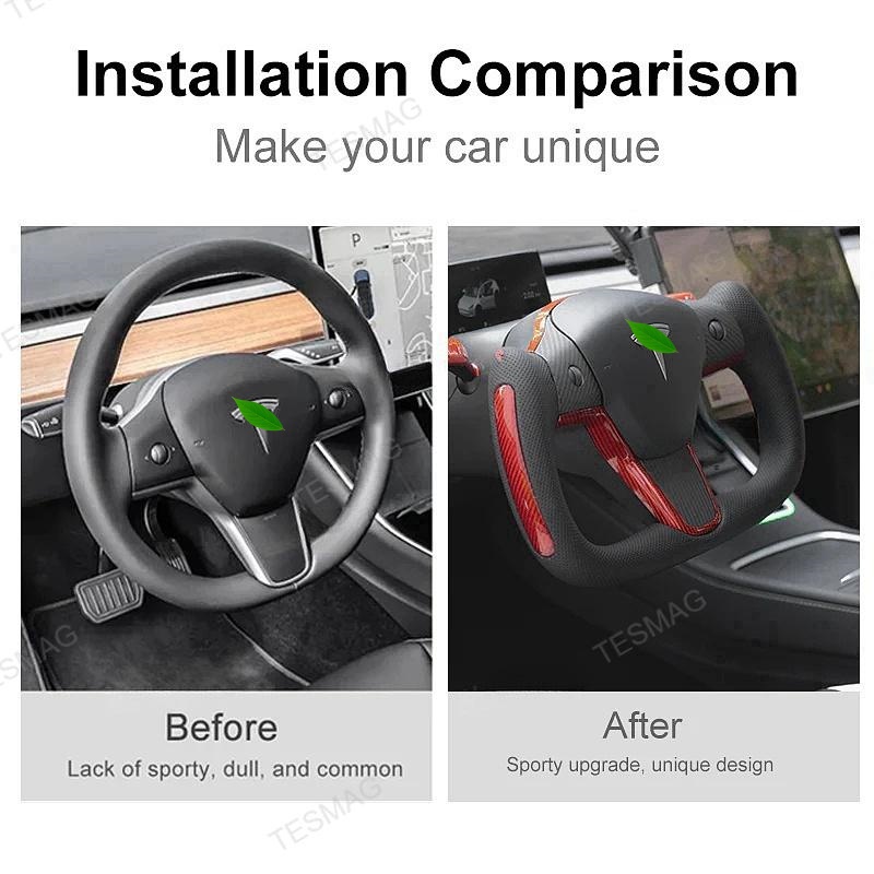 Tesla Model 3/Y Yoke Style Steering Wheel With Red Sport Style