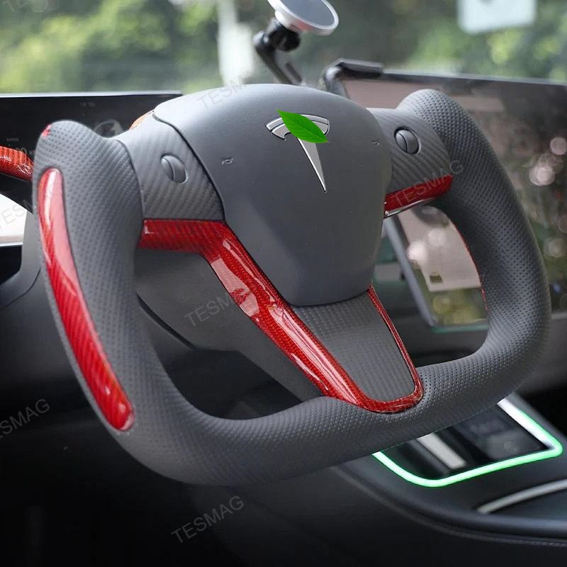 Tesla Model 3/Y Yoke Style Steering Wheel With Red Sport Style