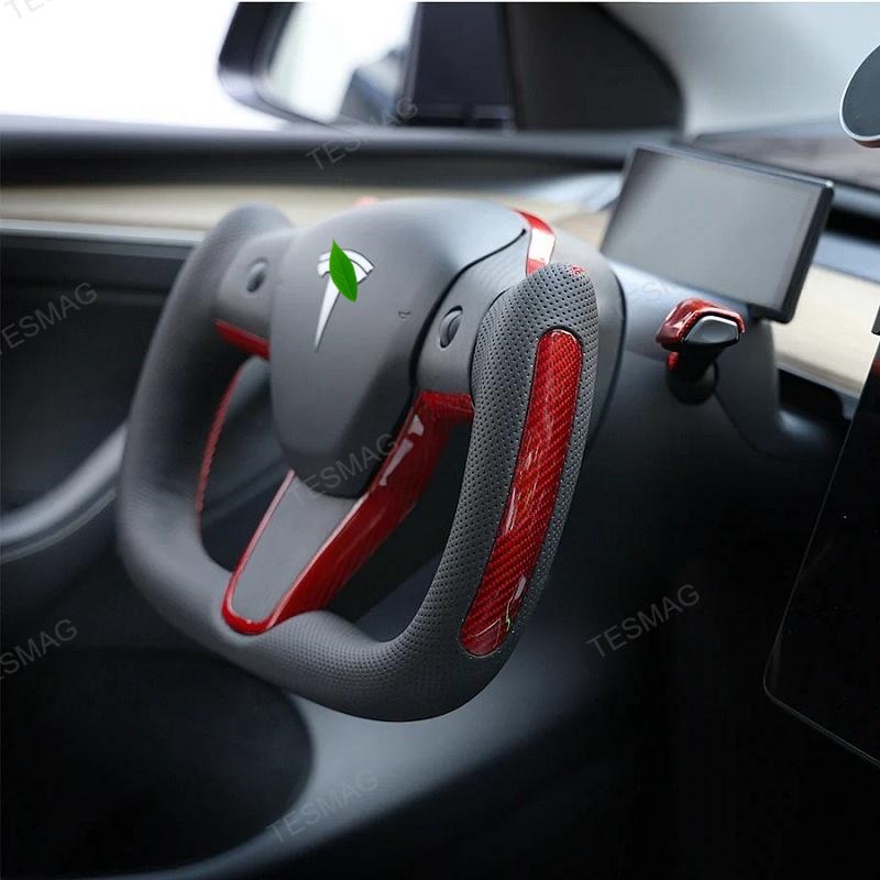 Tesla Model 3/Y Yoke Style Steering Wheel With Red Sport Style