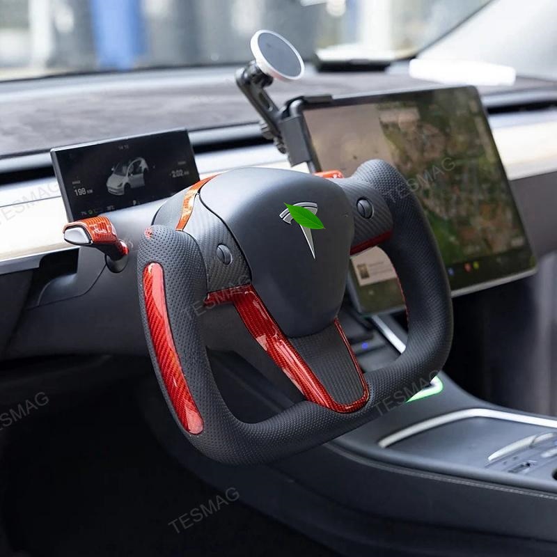 Tesla Model 3/Y Yoke Style Steering Wheel With Red Sport Style