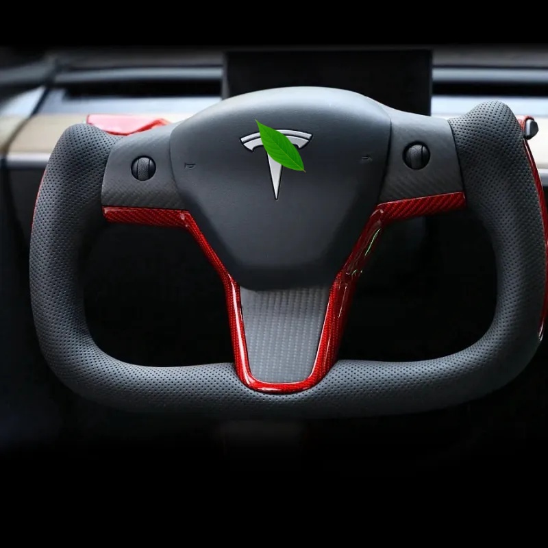 Tesla Model 3/Y Yoke Style Steering Wheel With Red Sport Style