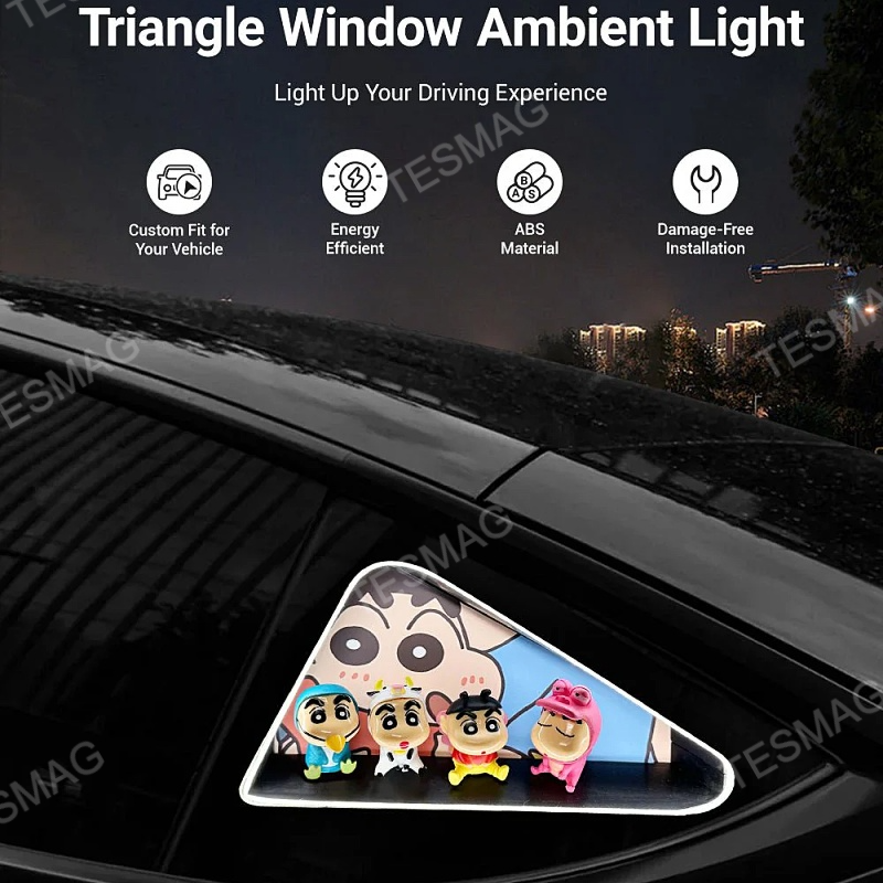 Tesla Model 3/Y /3 Highland Triangle Window Ambient Lighting Crayon Shin-chan