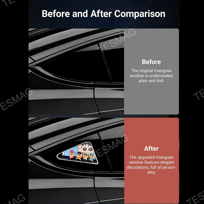 Tesla Model 3/Y /3 Highland Triangle Window Ambient Lighting Crayon Shin-chan