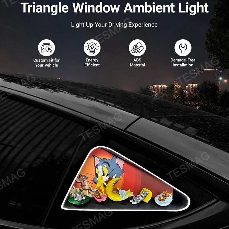 Tesla Model 3/Y Triangle Window Ambient Lighting Tom and Jerry