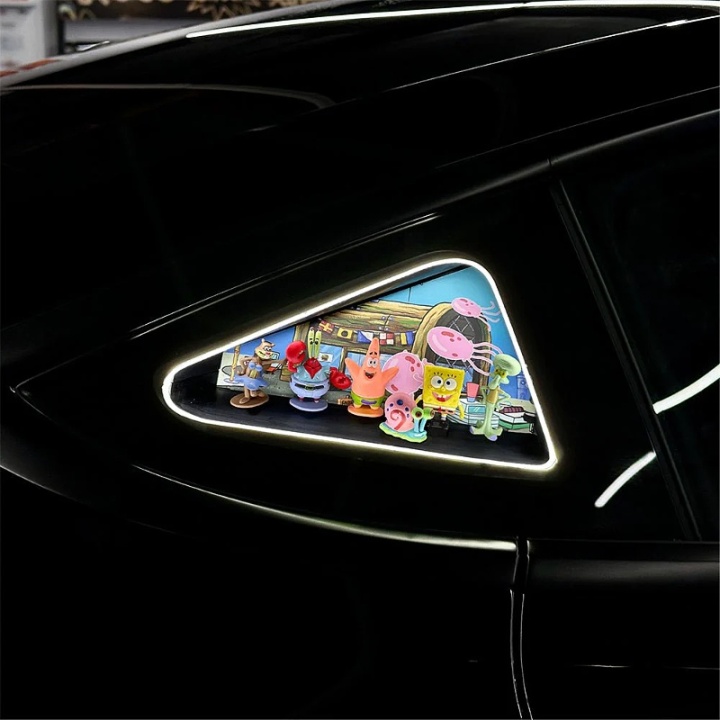 Spongebob Window Led Sign Tesla Model 3/Y/3 Highland Triangle Window Ambient Light‐SpongeBob Squ ...