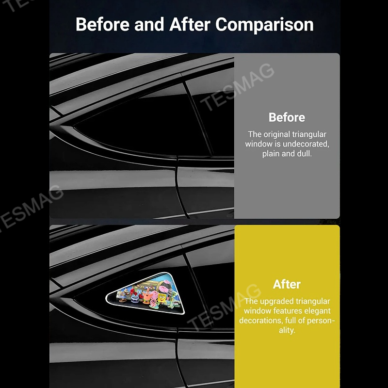 Tesla Model 3/Y/3 Highland Triangle Window Ambient Light‐SpongeBob SquarePants