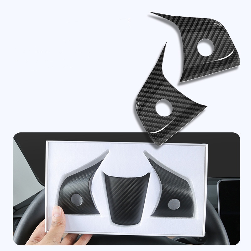 True Carbon Fiber Steering Wheel Patch for Tesla Model 3/Y