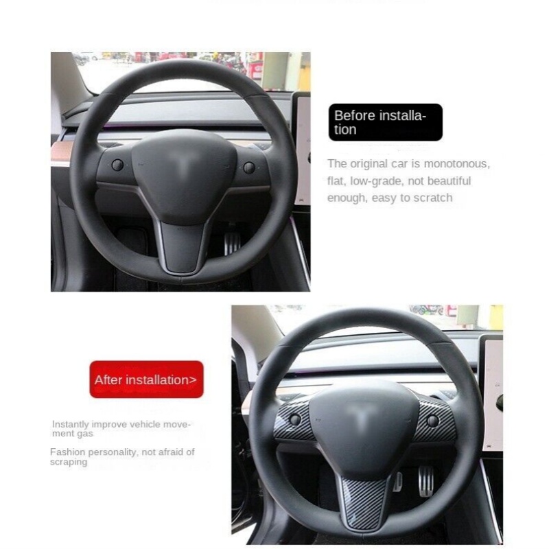 True Carbon Fiber Steering Wheel Patch for Tesla Model 3/Y