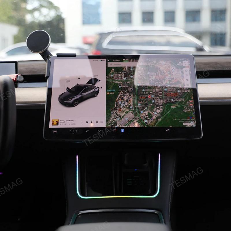 Tesla Model 3Y Wireless Charger With LED Ambient Lighting Center Console Charging Pad