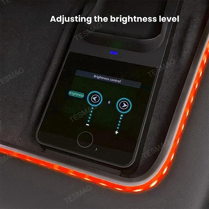 Tesla Model 3Y Wireless Charger With LED Ambient Lighting Center Console Charging Pad