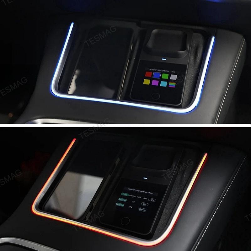 Tesla Model 3Y Wireless Charger With LED Ambient Lighting Center Console Charging Pad