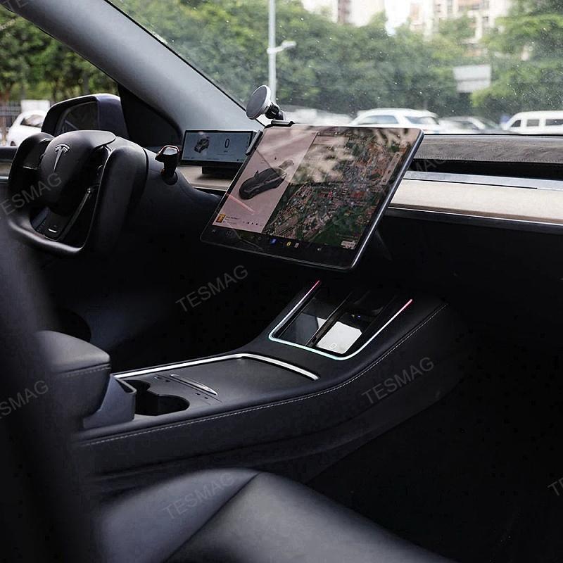 Tesla Model 3Y Wireless Charger With LED Ambient Lighting Center Console Charging Pad