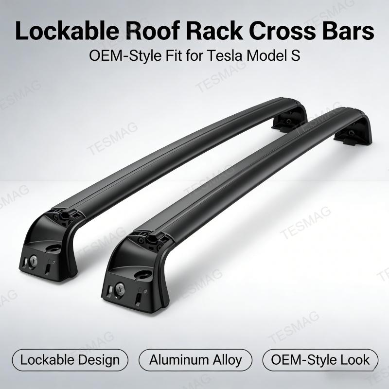 Tesla Model S Aerodynamic Roof Rack Cross Bars | Lockable & OEM-Style Aluminum Alloy
