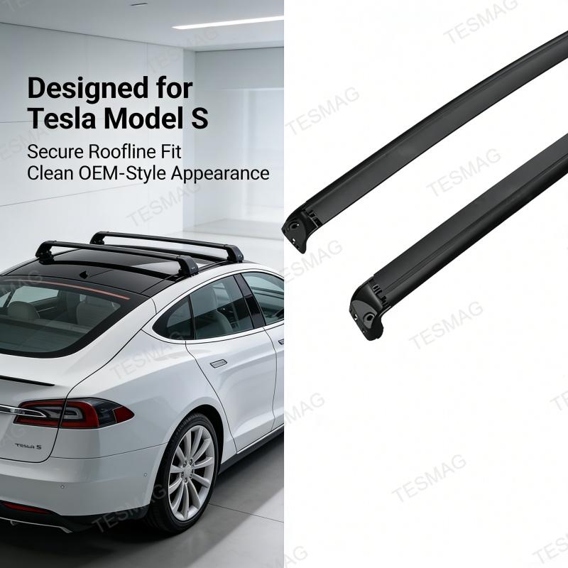Tesla Model S Aerodynamic Roof Rack Cross Bars | Lockable & OEM-Style Aluminum Alloy