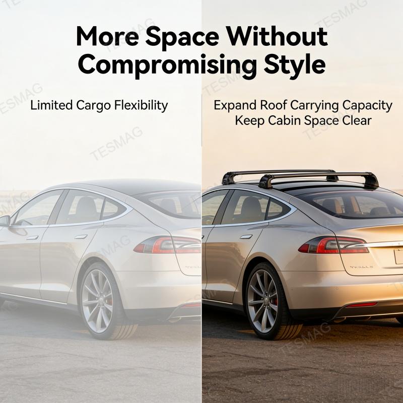 Tesla Model S Aerodynamic Roof Rack Cross Bars | Lockable & OEM-Style Aluminum Alloy