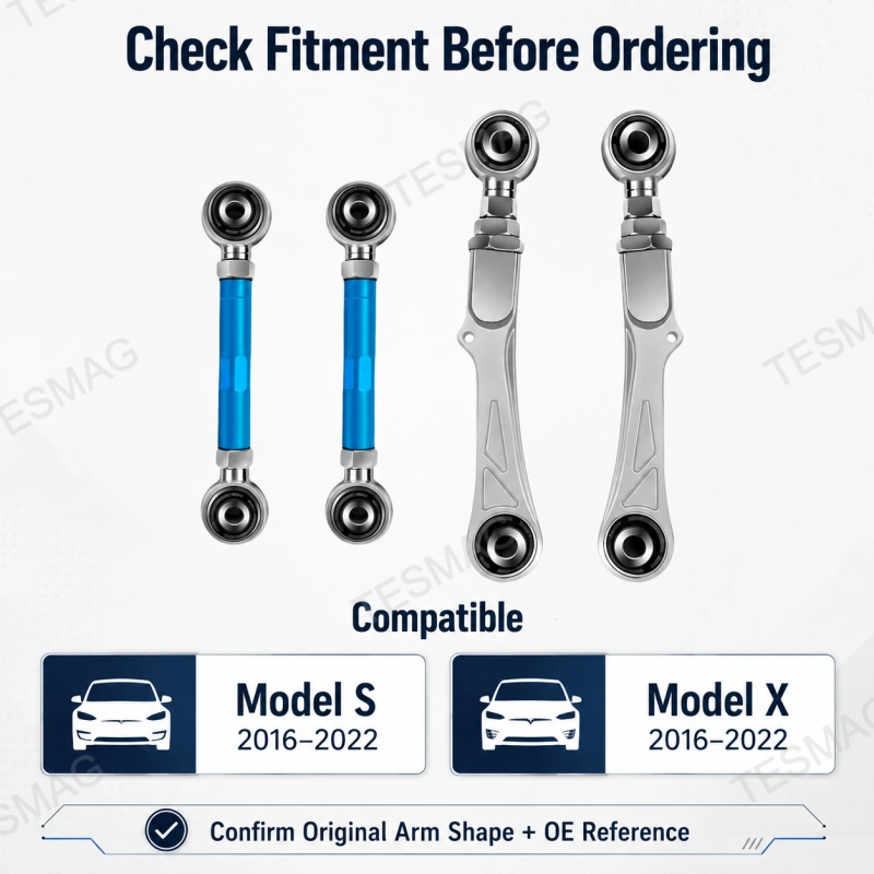 Adjustable Rear Camber Arm & Toe Link Kit for Tesla Model S/X 2016-2022 OE 102742100 600684000