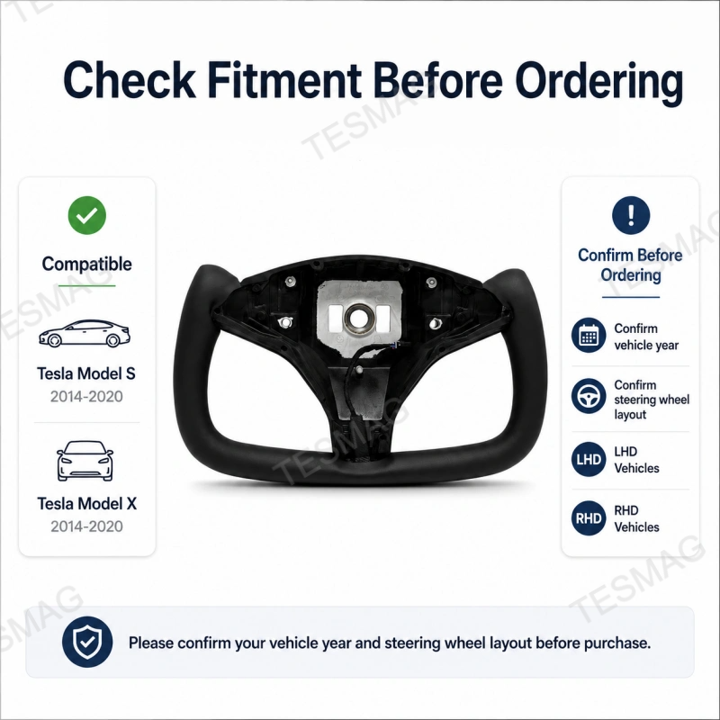 Nappa Leather Heated Yoke Steering Wheel Frame for Tesla Model S X 2014-2020