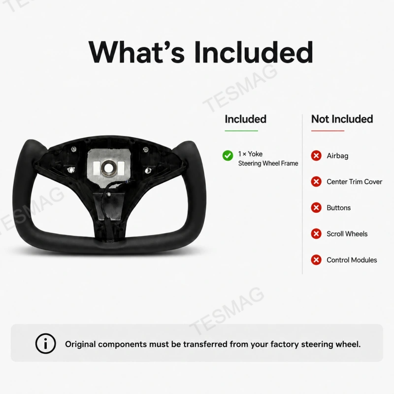 Nappa Leather Heated Yoke Steering Wheel Frame for Tesla Model S X 2014-2020