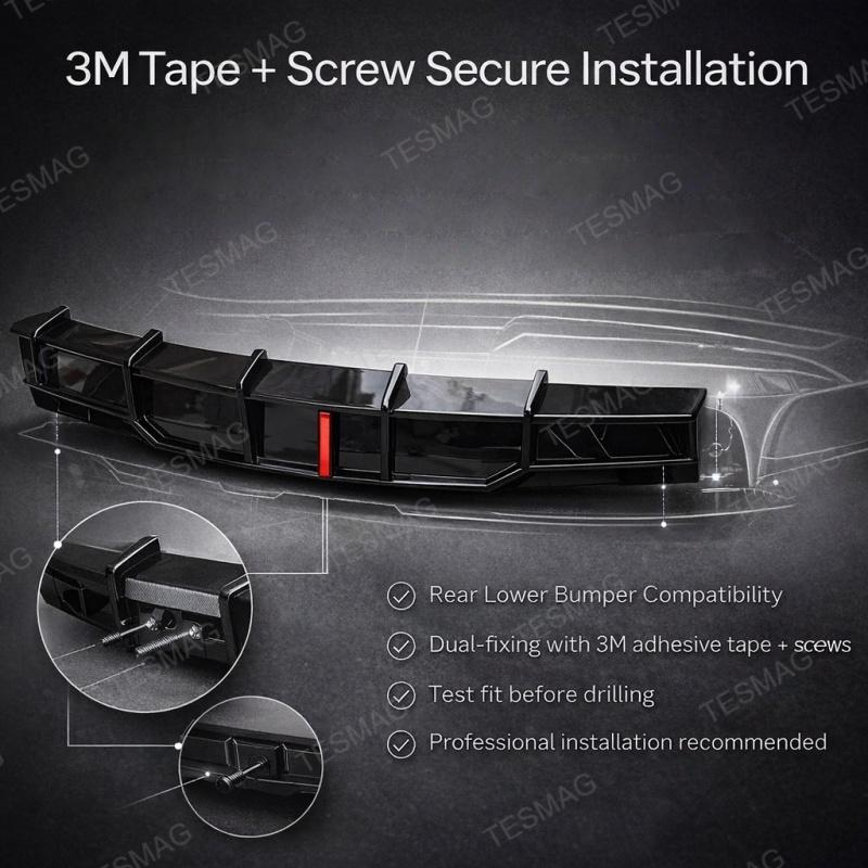 Tesla Model X (2021-2025) Refresh Rear Diffuser with LED Brake Light - Aggressive Sport Style