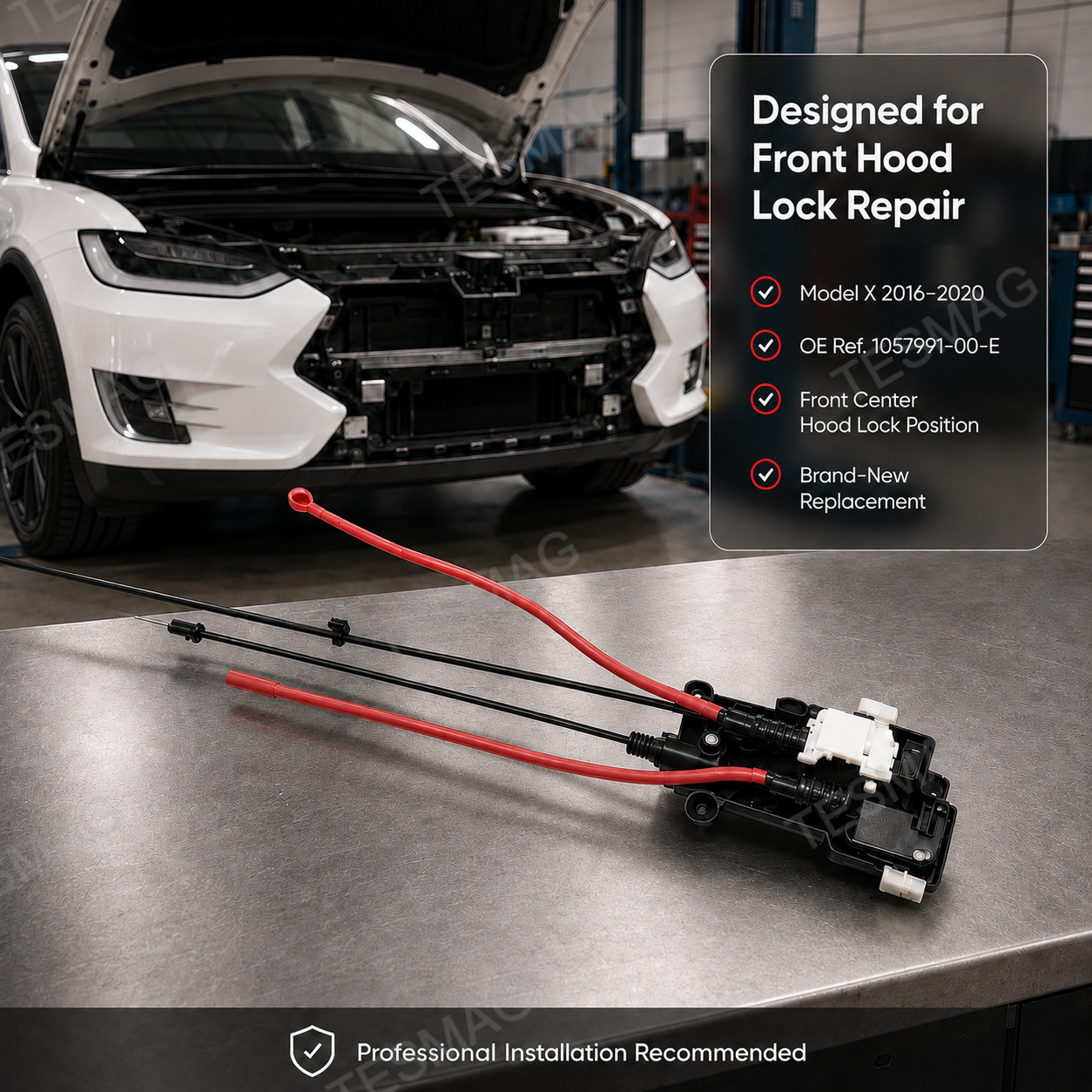 Front Hood Lock Actuator Assembly Replacement  for Tesla Model X 2016-2020 | 1057991-00-E