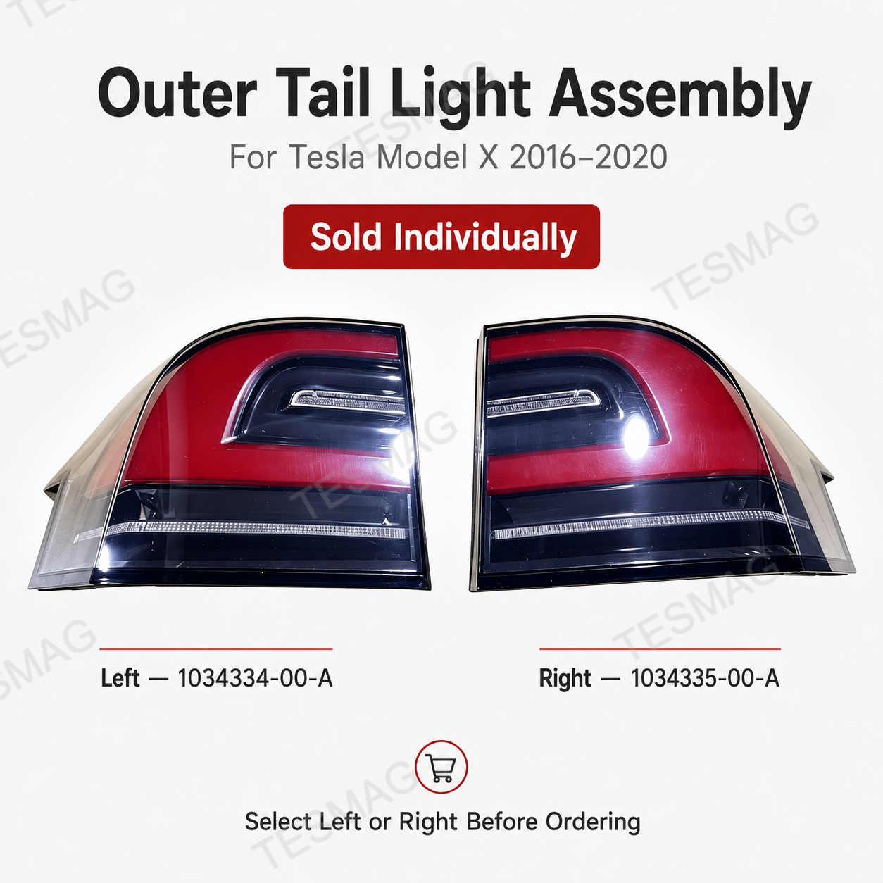 Rear Outer Tail Light for Tesla Model X 2016–2020 | Left 1034334-00-A / Right 1034335-00-A