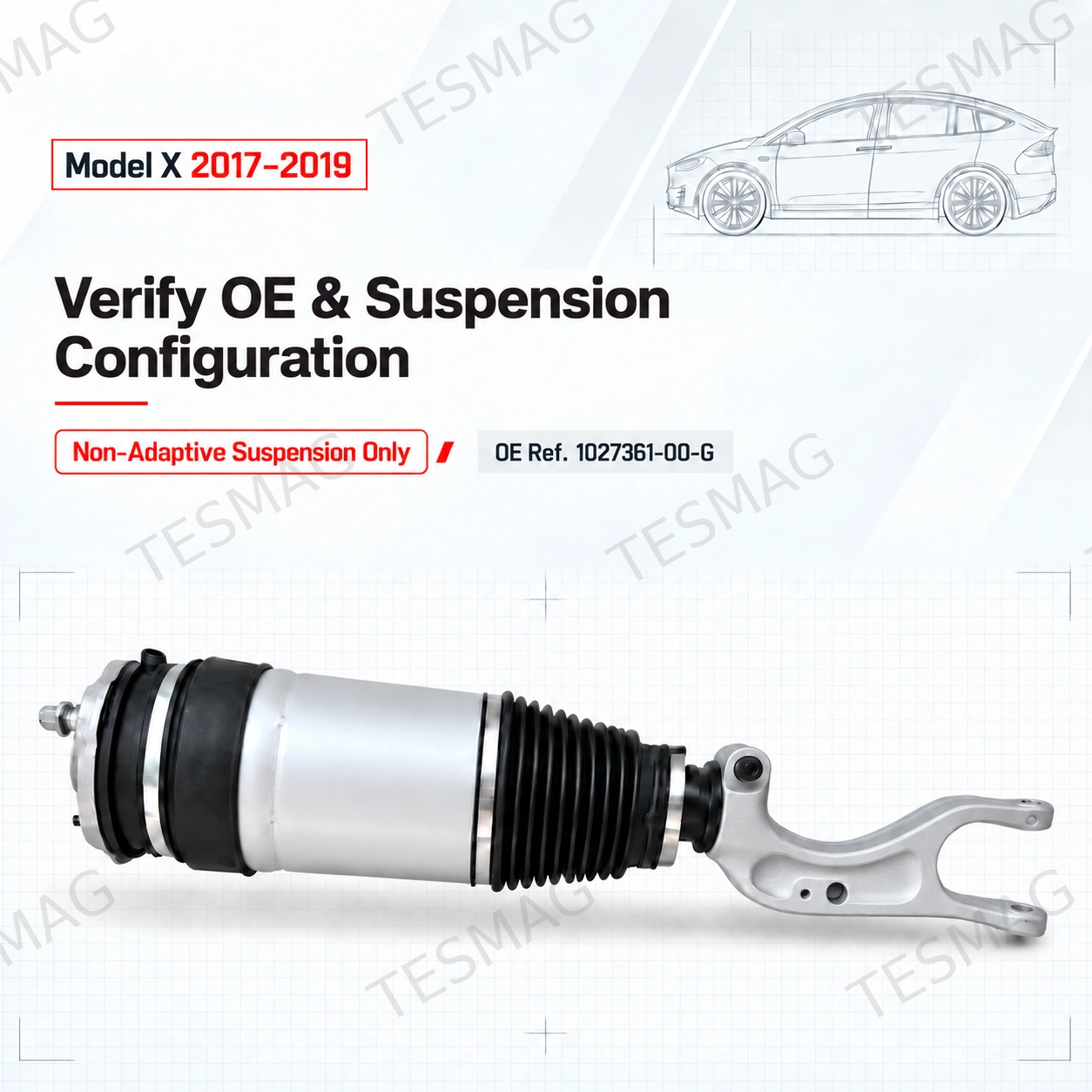 Front Air Suspension Strut Assembly for Tesla Model X 2017–2019 | 1027361-00-G