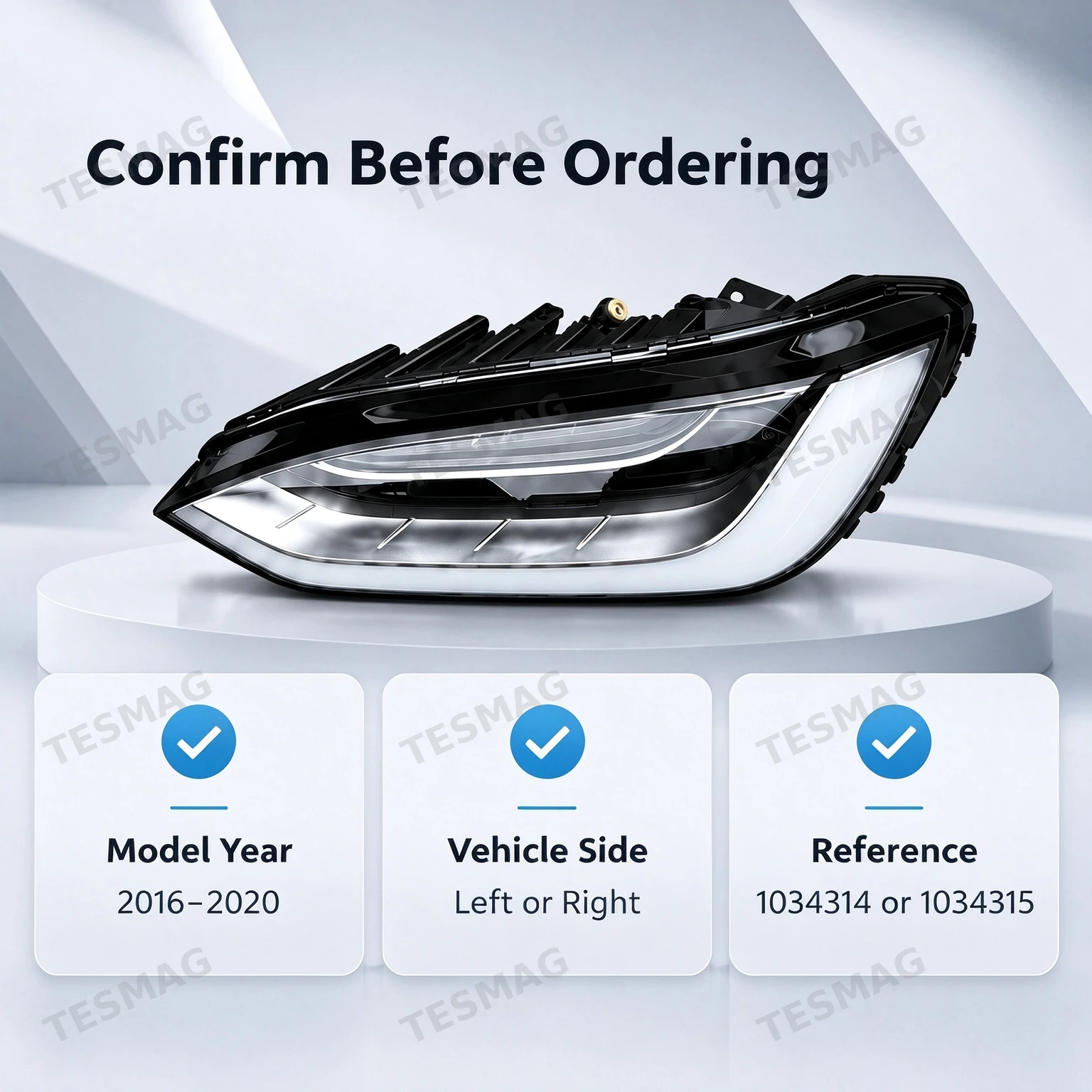 LED Headlight Assembly for Tesla Model X 2016–2020 | 1034314/1034315