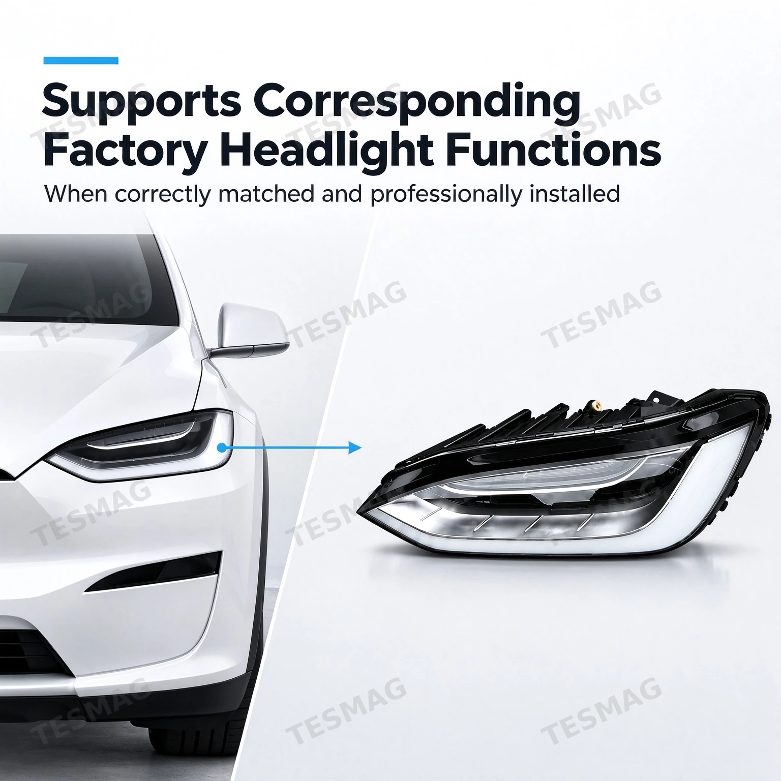 LED Headlight Assembly for Tesla Model X 2016–2020 | 1034314/1034315