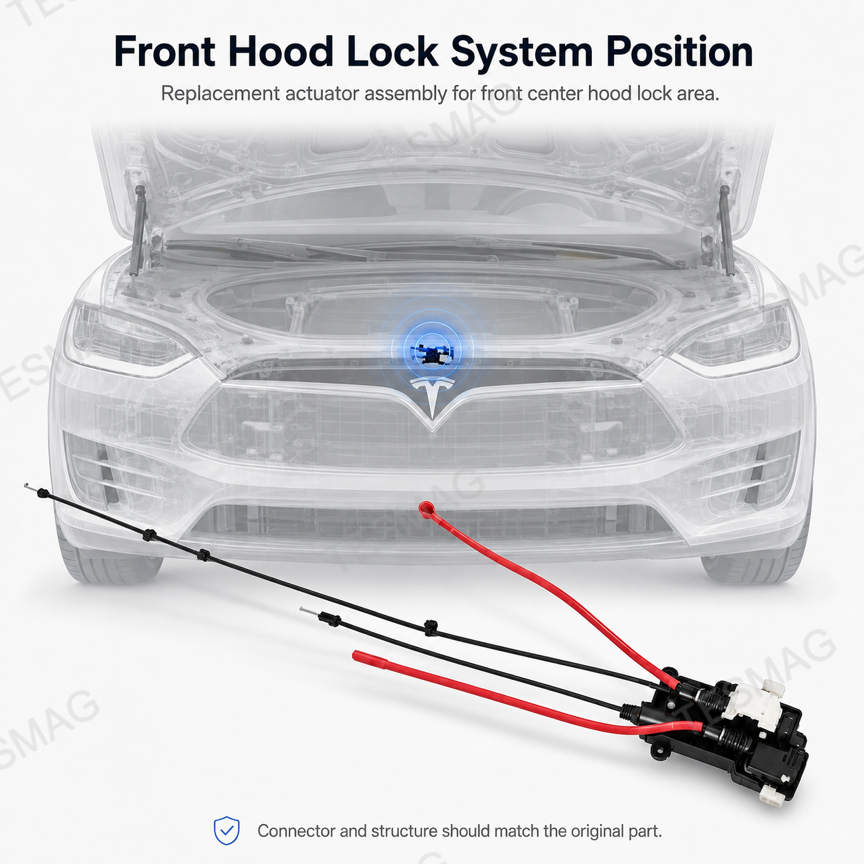 Front Hood Lock Actuator Assembly Replacement  for Tesla Model X 2016-2020 | 1057991-00-E