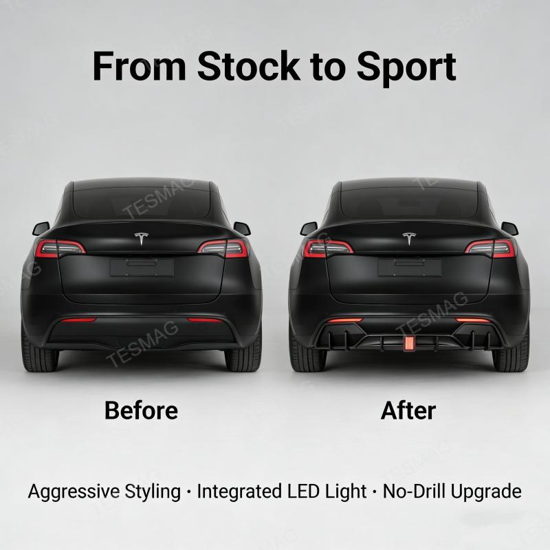 Tesla Model Y Juniper (2025+) Sport Rear Diffuser with Smart LED Brake Light 