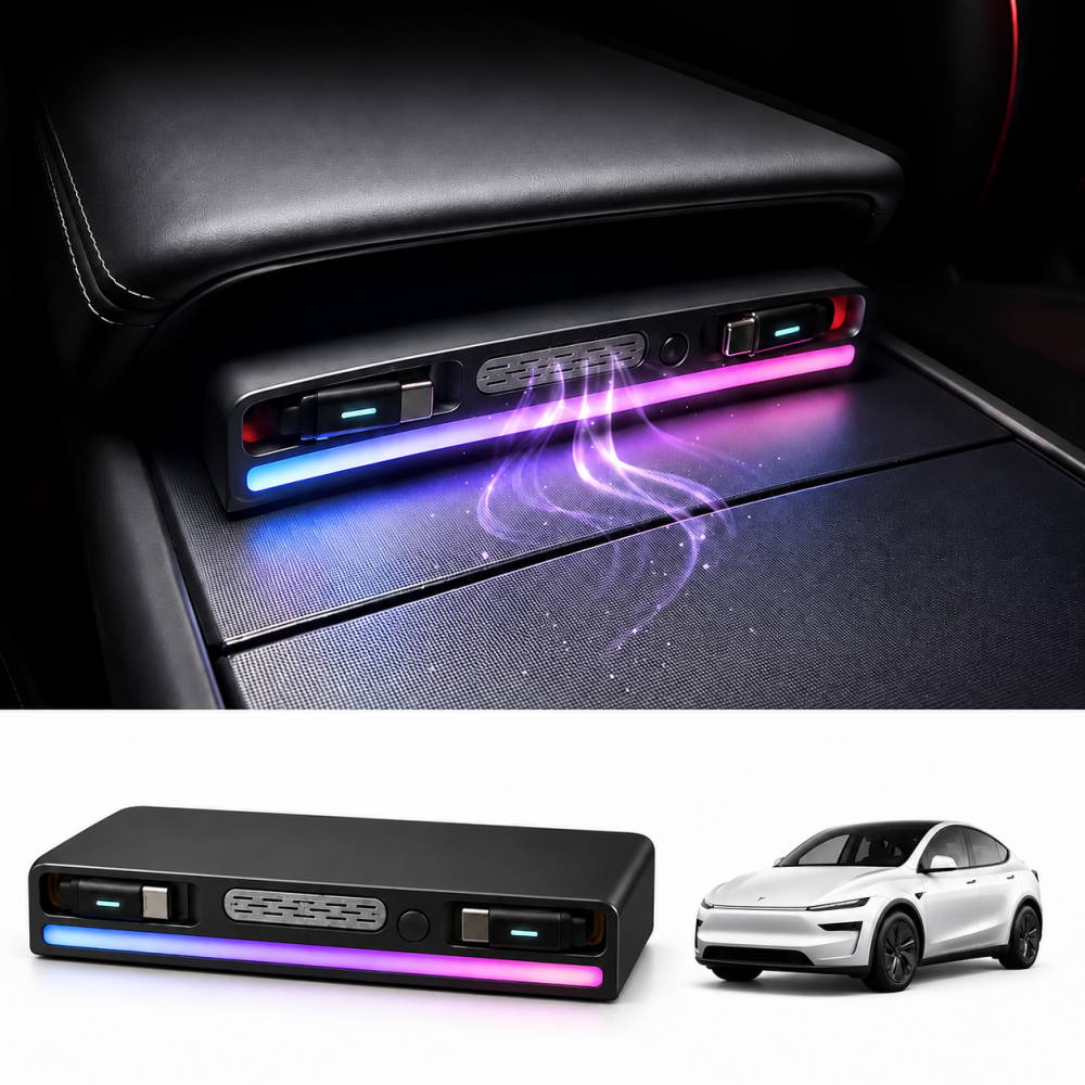 Retractable USB-C Charging Dock with RGB Light & Aroma for Tesla Model 3/Y