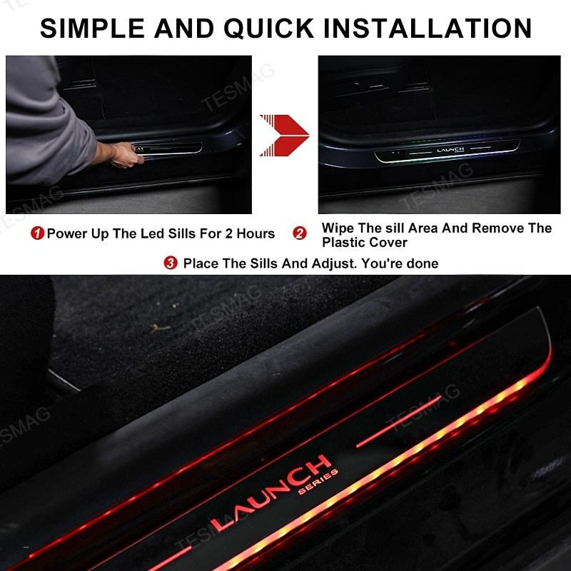 Tesla Model Y Juniper LED illuminated door sill strip