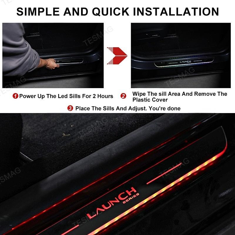 Tesla Model Y Juniper LED illuminated door sill strip