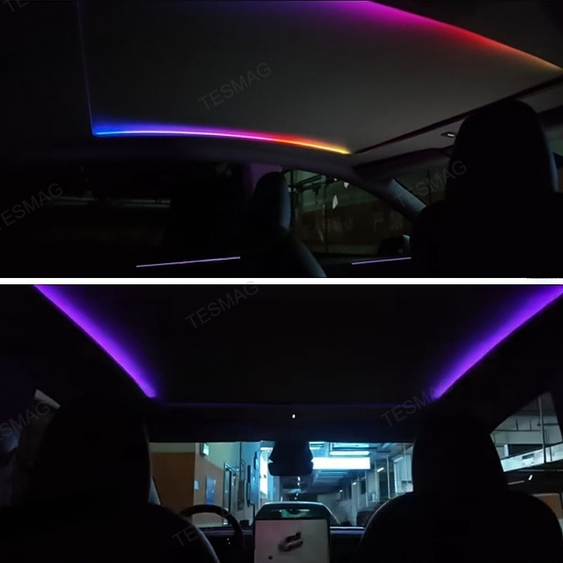Tesla Model Y Juniper Roof Power Sunshade with Sunroof Visor and Ambient Lighting