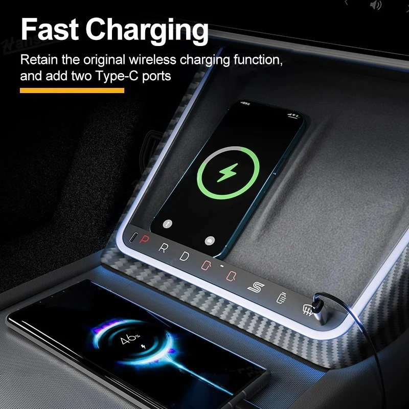 Tesla Model 3 Highland/Y Juniper Wireless Smart Button Charging Plate with Ambient Light