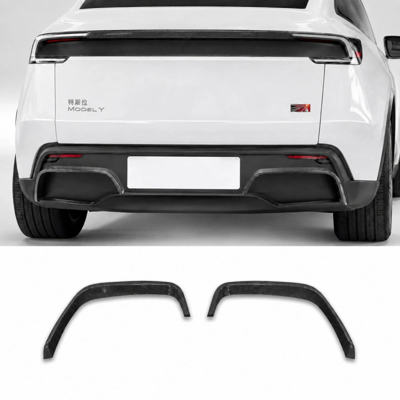 Real Carbon Fiber Rear Bumper Side Trim for Tesla Model Y Juniper Premium 2025+