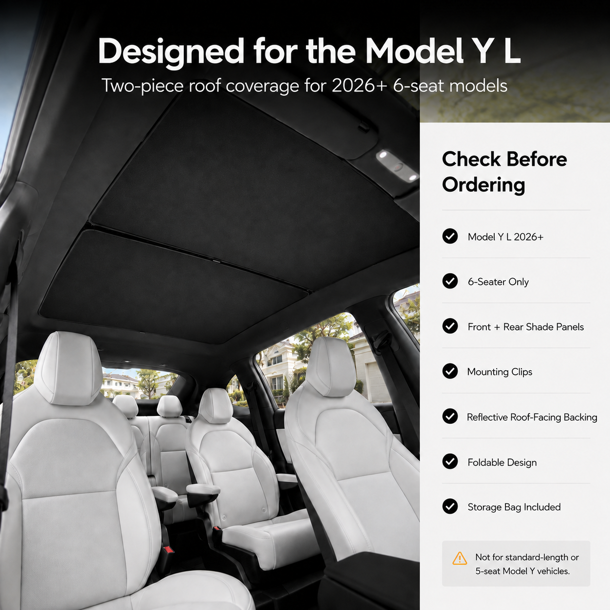 Tesla Model YL 2026+ 6-Seater Glass Roof Sunshade 