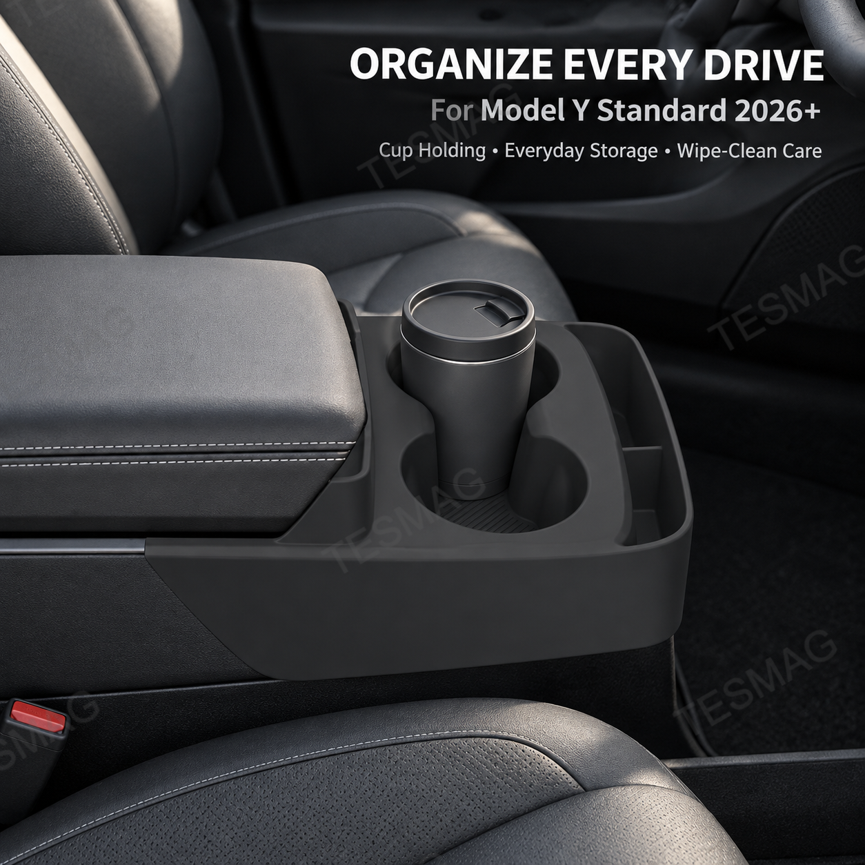 Center Console Silicone Cup Holder Organizer for Tesla Model Y Standard 2026+
